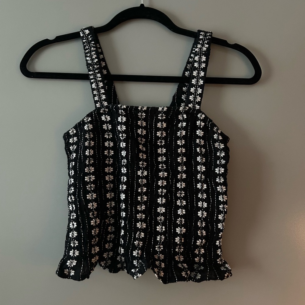 Floral Black and White Women's Top